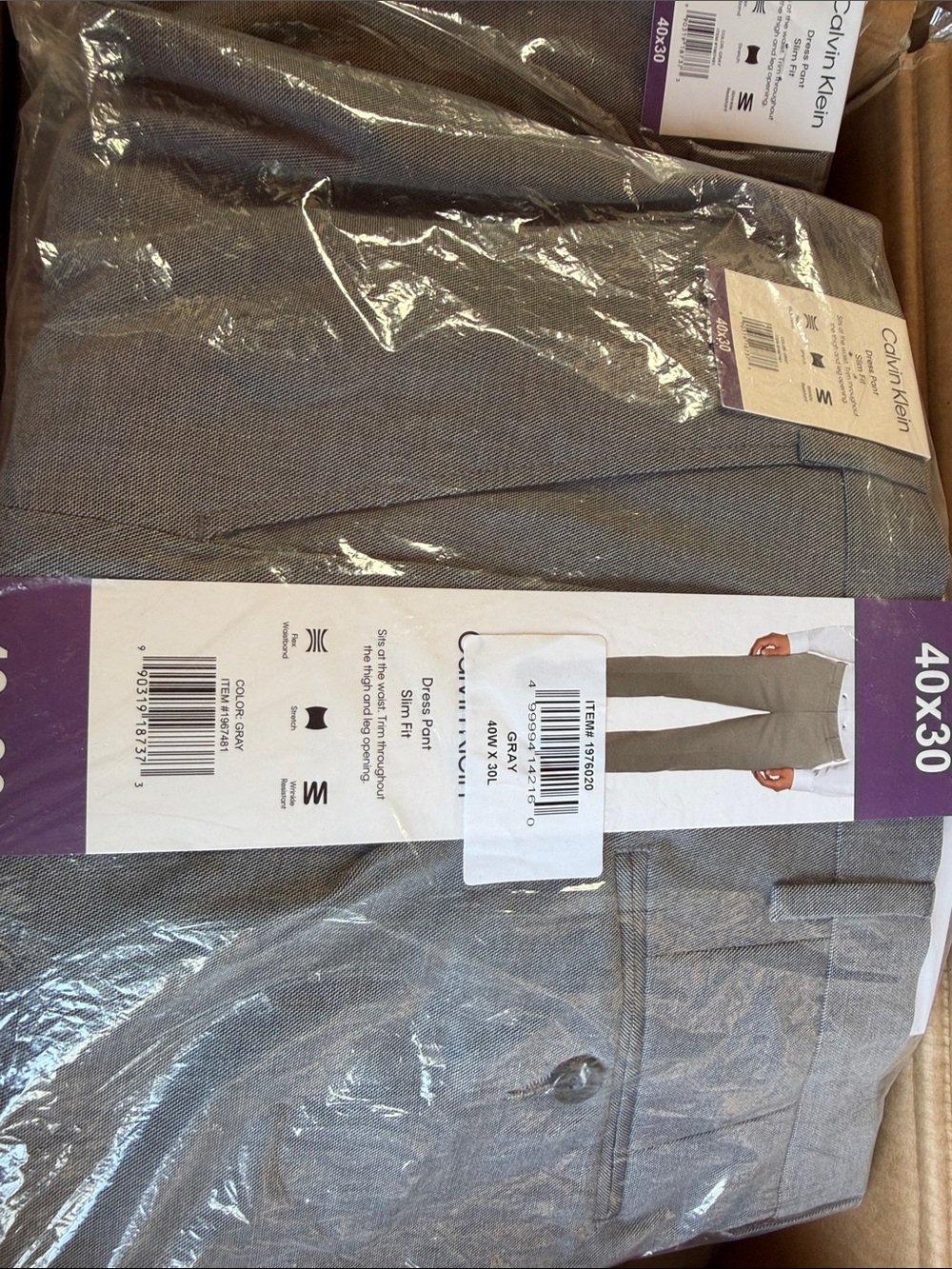 Calvin Klein Men’s Light Gray Dress Pants - Slim Dress Trousers 40x30